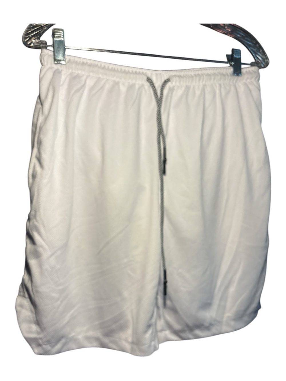 Men's White Athletic Drawstring Shorts